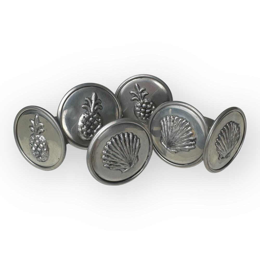 Vintage‎ Handcrafted Pewter Napkin Rings Set of 6